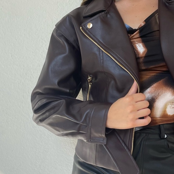 Pleather dark brown jacket - Picture 2 of 4